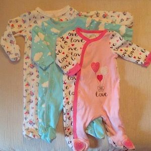 Newborn snap front footed pajamas Trio